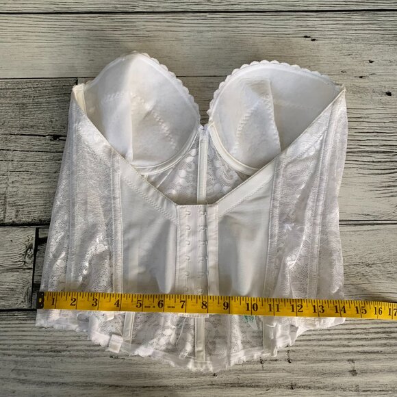 Vintage Union Made Carnival White Sheer Lace Boned Corset Bustier Lingerie - Picture 11 of 14